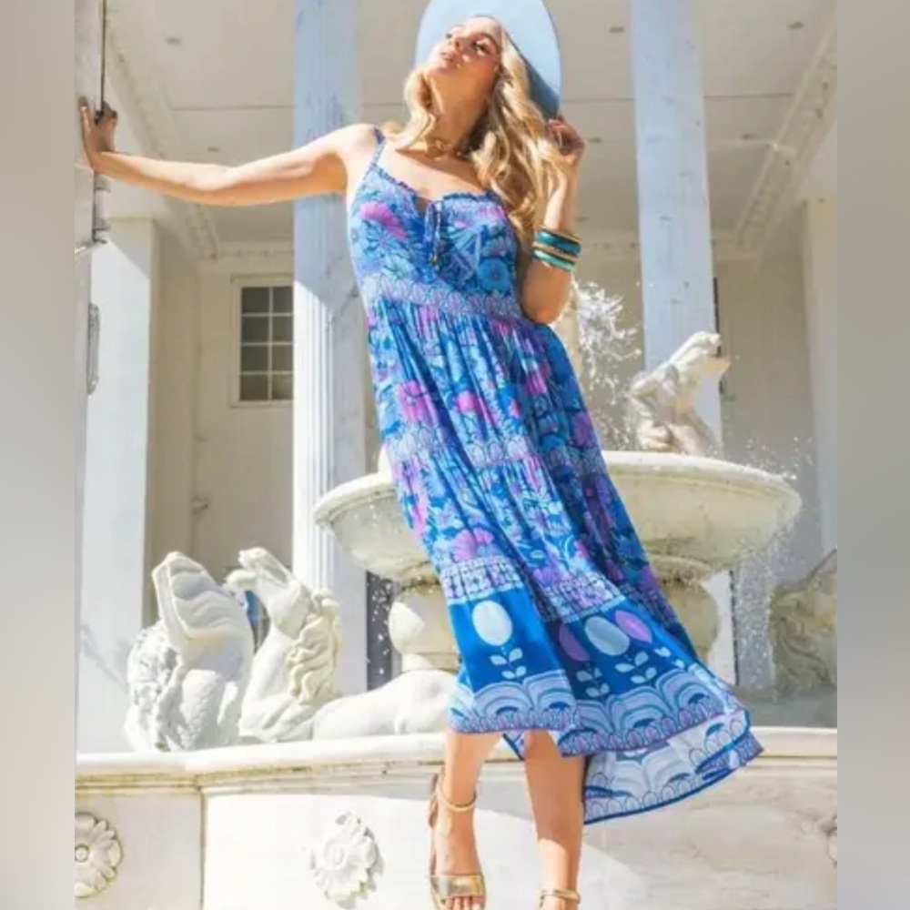 Nine Lives Bazaar Fleur Dress in Lapis